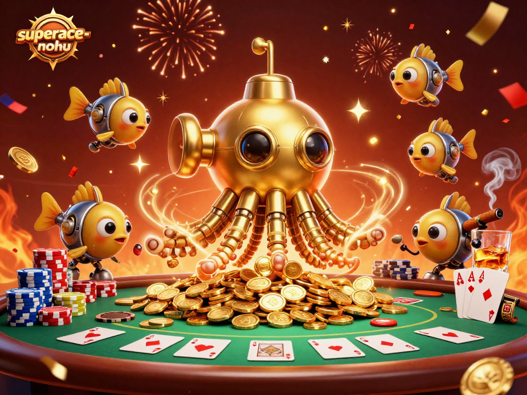 Experience superace-nohu with exciting poker elements and a magical kraken underwater scene.