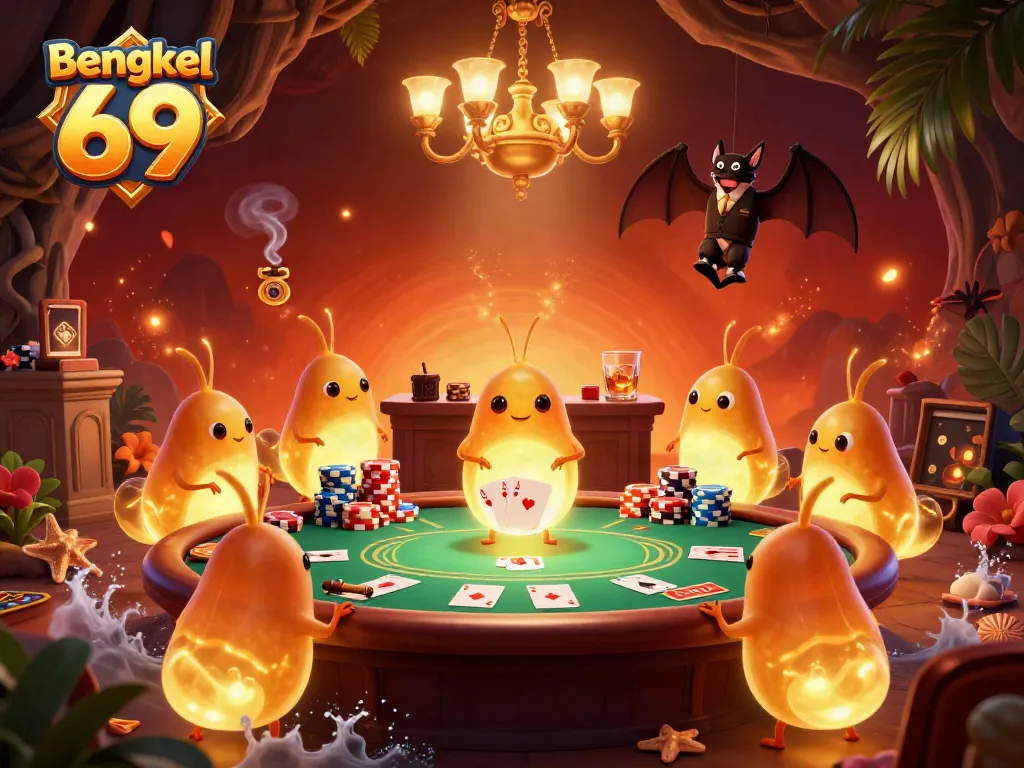 Experience thrilling gameplay at Bengkel 69 with glowworms illuminating a vibrant cave casino.