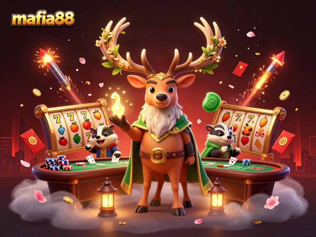 Permainan slot di mafia88 dengan karakter fantasi dalam ilustrasi 3D yang memukau