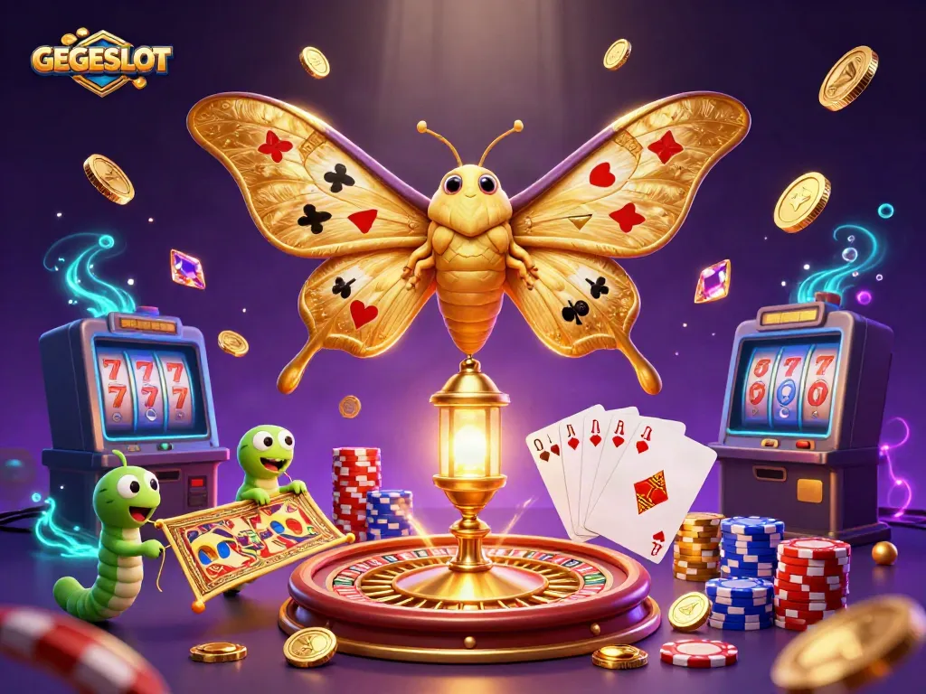 Win big with GEGESLOT in this captivating 3D casino illustration featuring vibrant gaming elements.