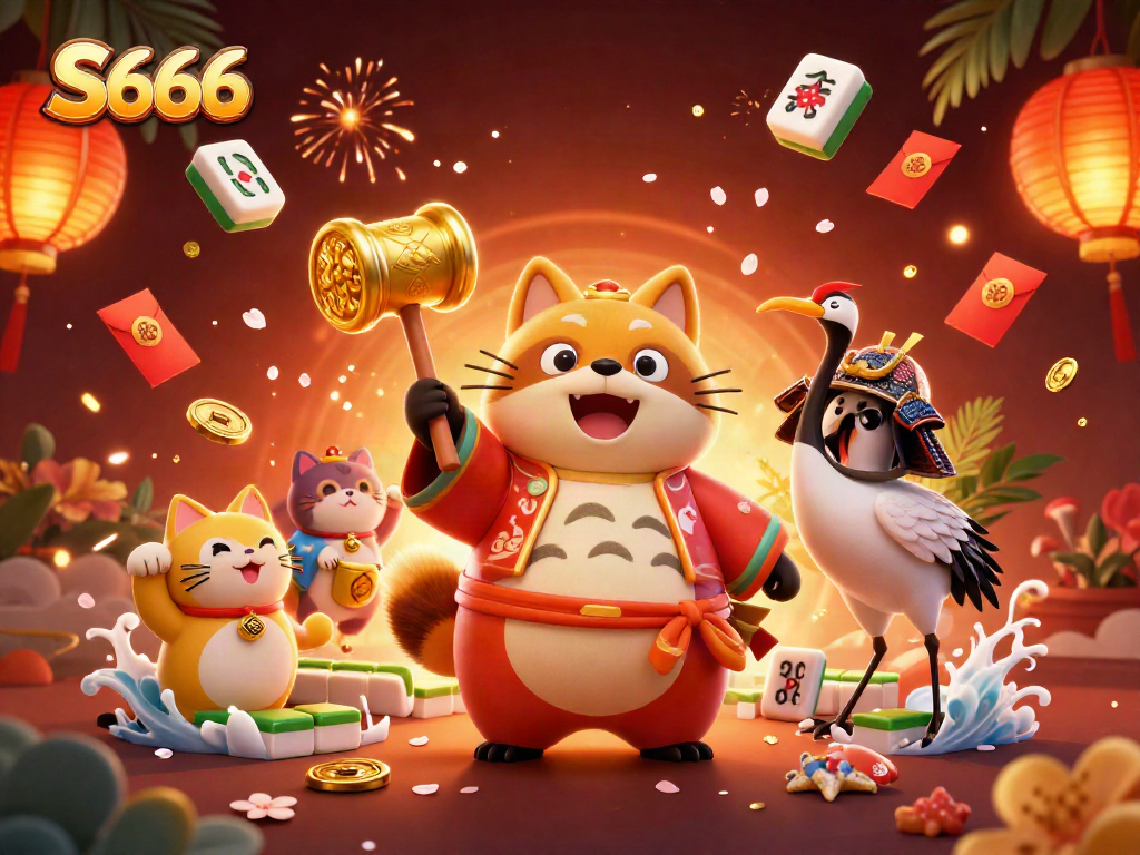 S666 enhances your gaming experience with a vibrant casino scene featuring lively characters and festive gambling elements.