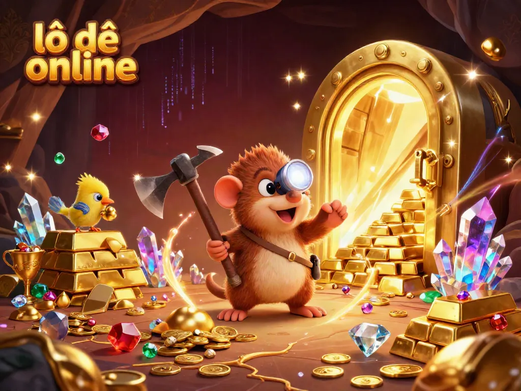 Experience the thrill of lô đề online with a vibrant scene showcasing treasure hunters and glowing riches.