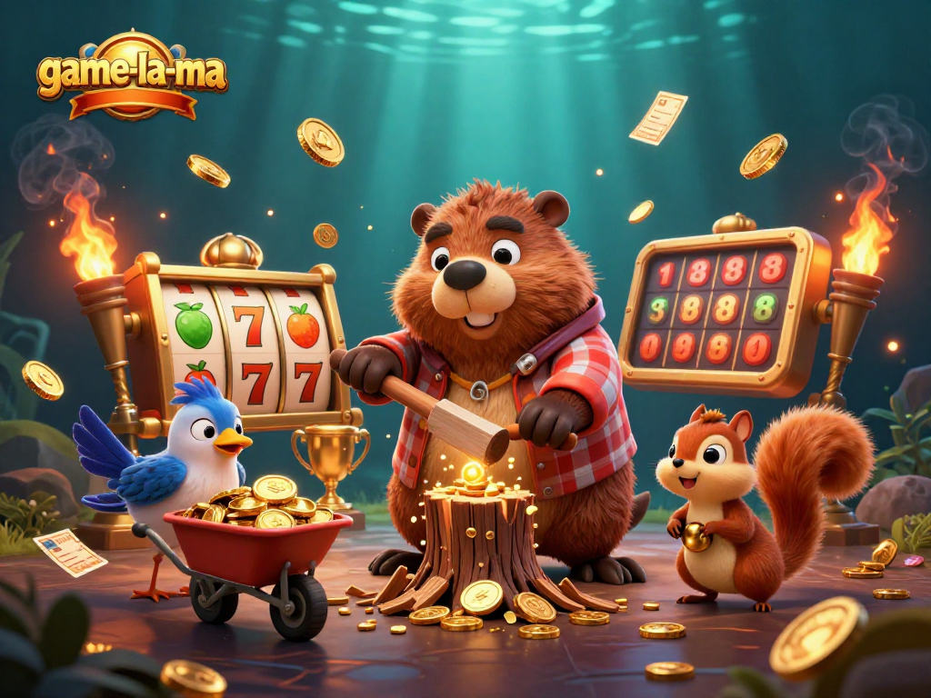Win big with game-la-ma’s playful characters celebrating your slots adventure!
