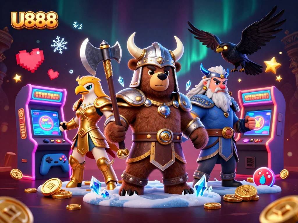 Play exciting games at U888 with vibrant characters and dazzling casino elements.