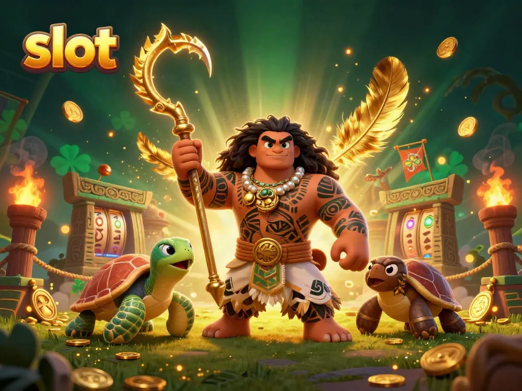 Experience the thrill of slots with a vibrant 3D casino scene featuring engaging characters.