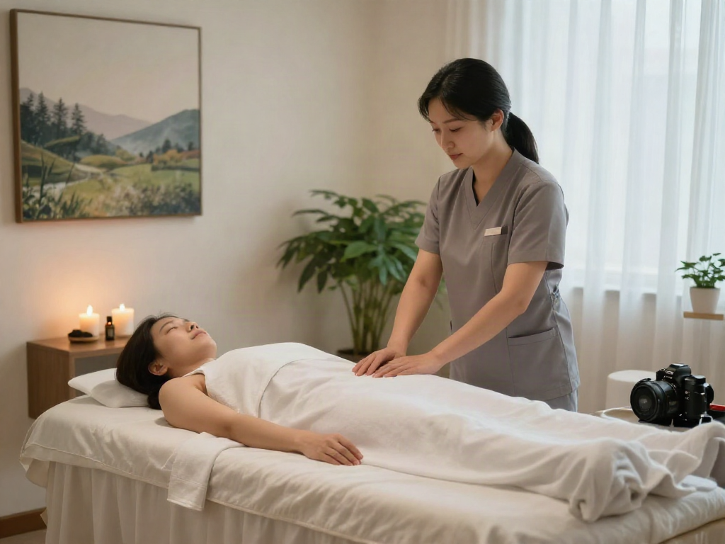 Experience tranquility with a 성남출장안마 therapy session in a serene massage room.