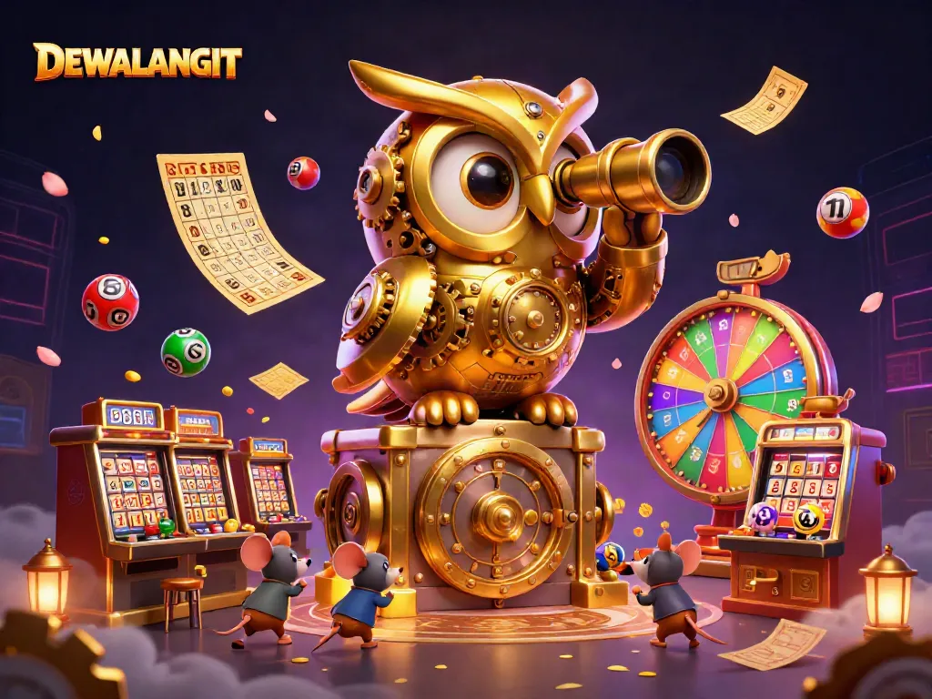 Permainan lotere terbaru dengan DEWALANGIT dan simbol-simbol kasino berisi jackpot menarik.