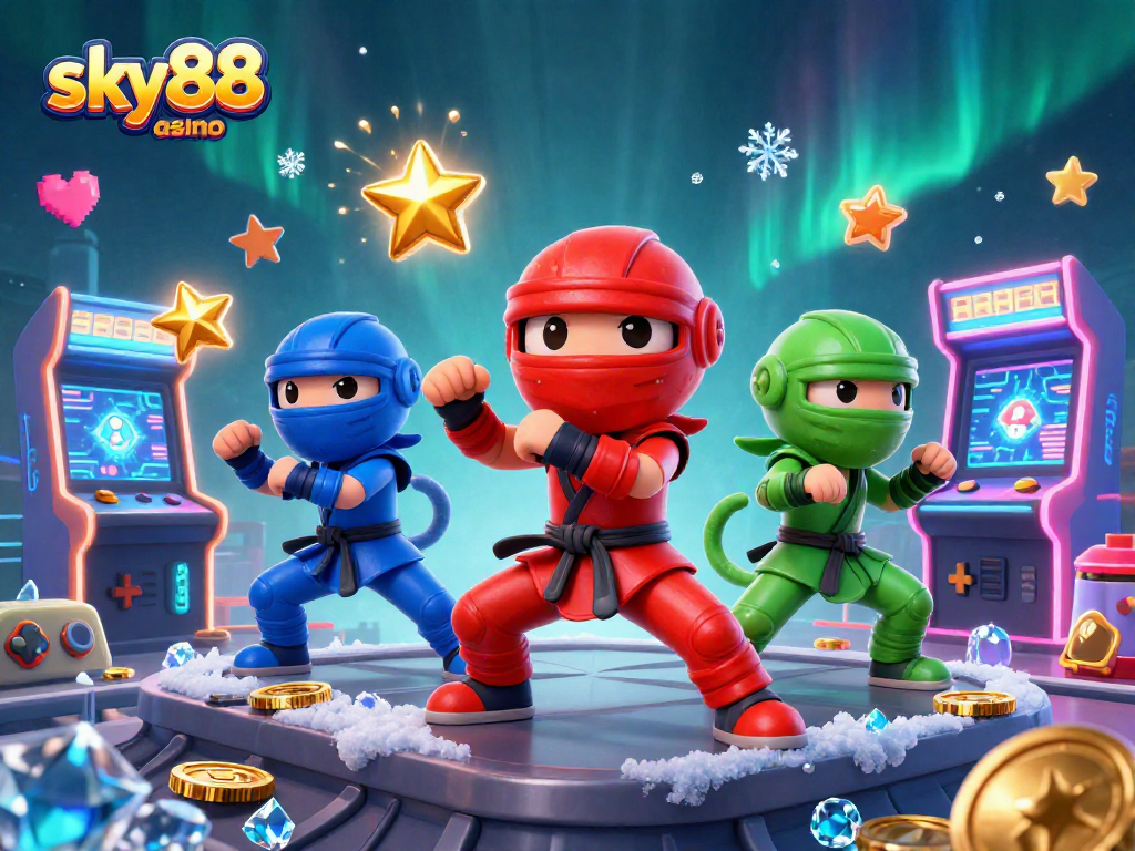 Experience the excitement of sky88 casino with vibrant characters and dynamic gaming elements in a rich 3D scene.