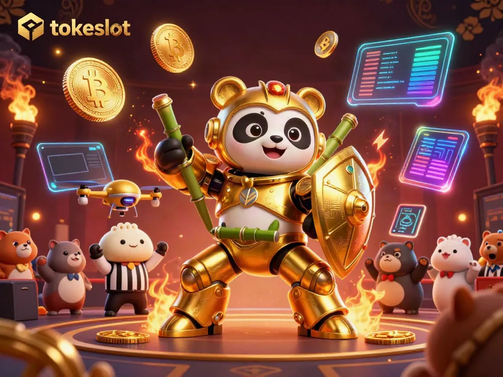 Experience the thrill of tokeslot with vibrant 3D gaming characters and crypto elements, ideal for casino enthusiasts.