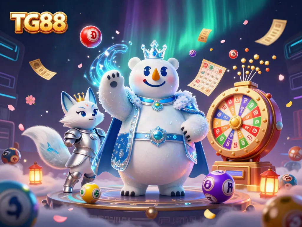 Experience thrilling games with TG88 through a vibrant illustration of dynamic lottery action.