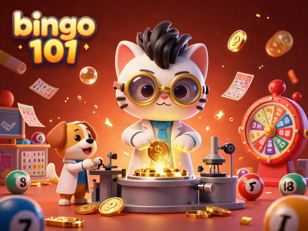 Engage in thrilling bingo 101 gameplay with a lively mobile gaming scene featuring colorful balls and festive decorations.