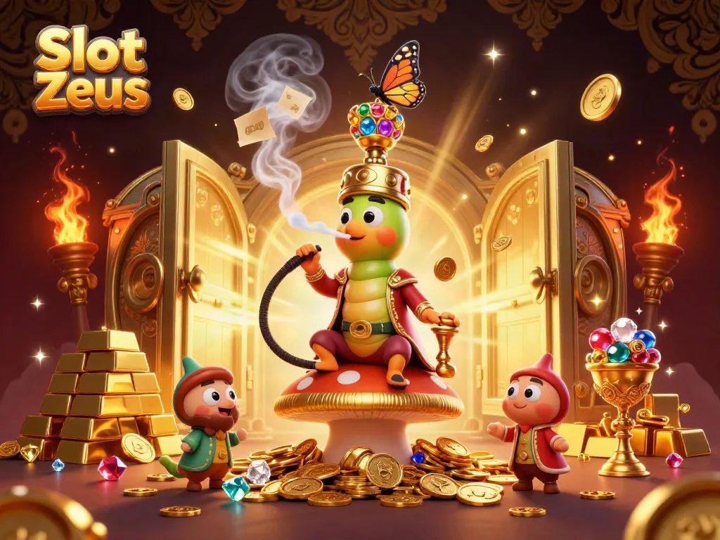 Menangkan jackpot Slot Zeus dengan ilustrasi karnaval bertema kasino yang mewah dan penuh warna.