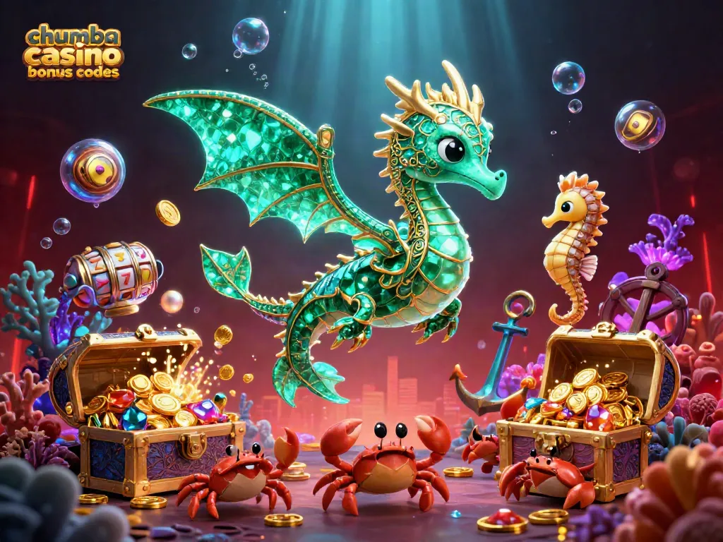 Engage with chumba casino bonus codes to unlock exciting rewards with 3D sea dragon and treasure scenes.