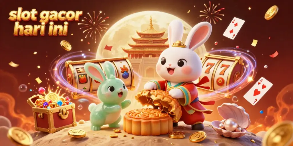 Join the fun with slot gacor hari ini as a moon rabbit reveals winning chips from golden mooncakes.