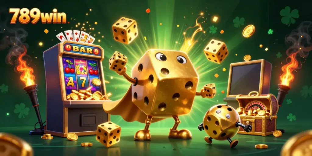 Engage with winning strategies at 789win through a vibrant, action-filled casino illustration.