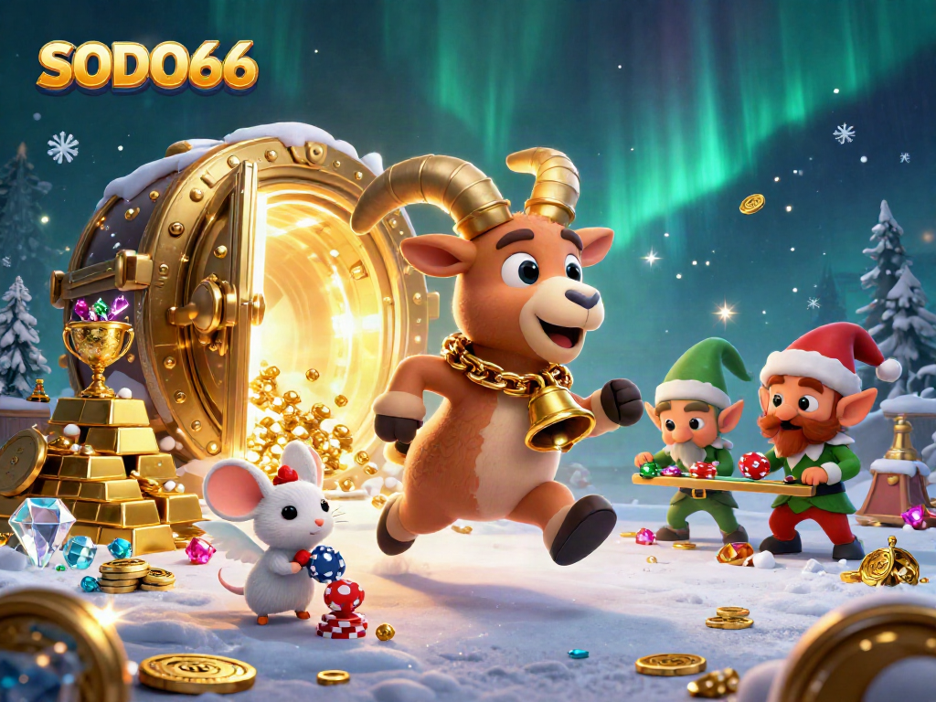 Experience the thrill of SODO66 with cartoon characters in an engaging casino scene.