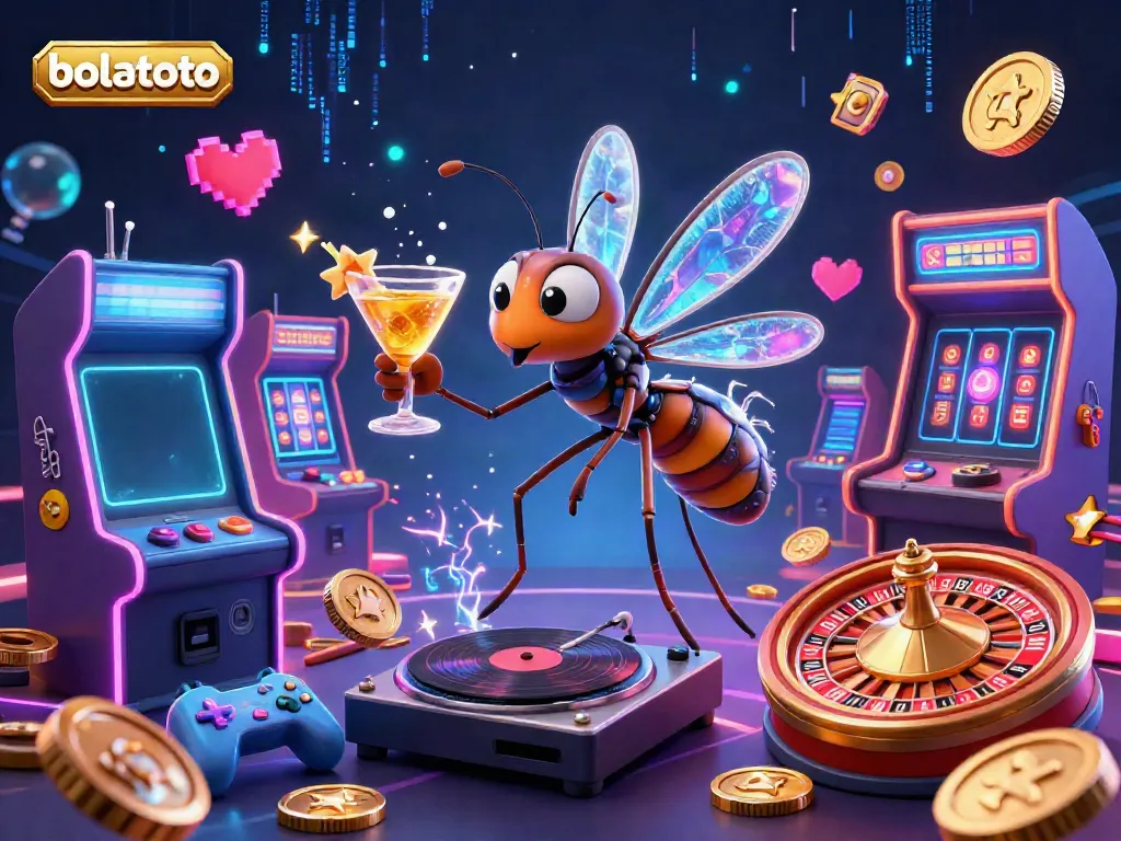 Join the excitement at bolatoto with a vibrant casino scene featuring unique characters and interactive gaming elements.