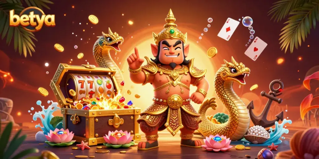 Engage with betya's thrilling casino scene filled with animated characters and vibrant game elements.