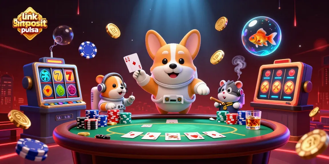 Engage in excitement with link slot deposit pulsa while discovering animated characters in a vibrant casino setting.