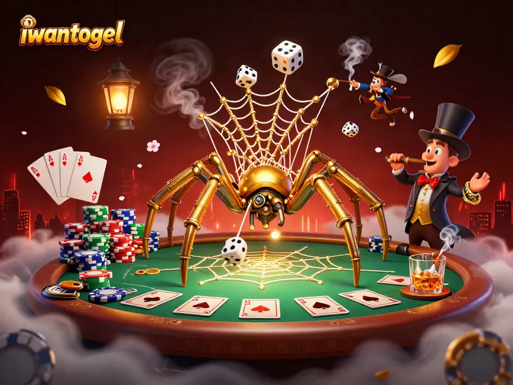 iwantogel showcases vibrant steampunk gaming scene with a quirky spider and dice captures