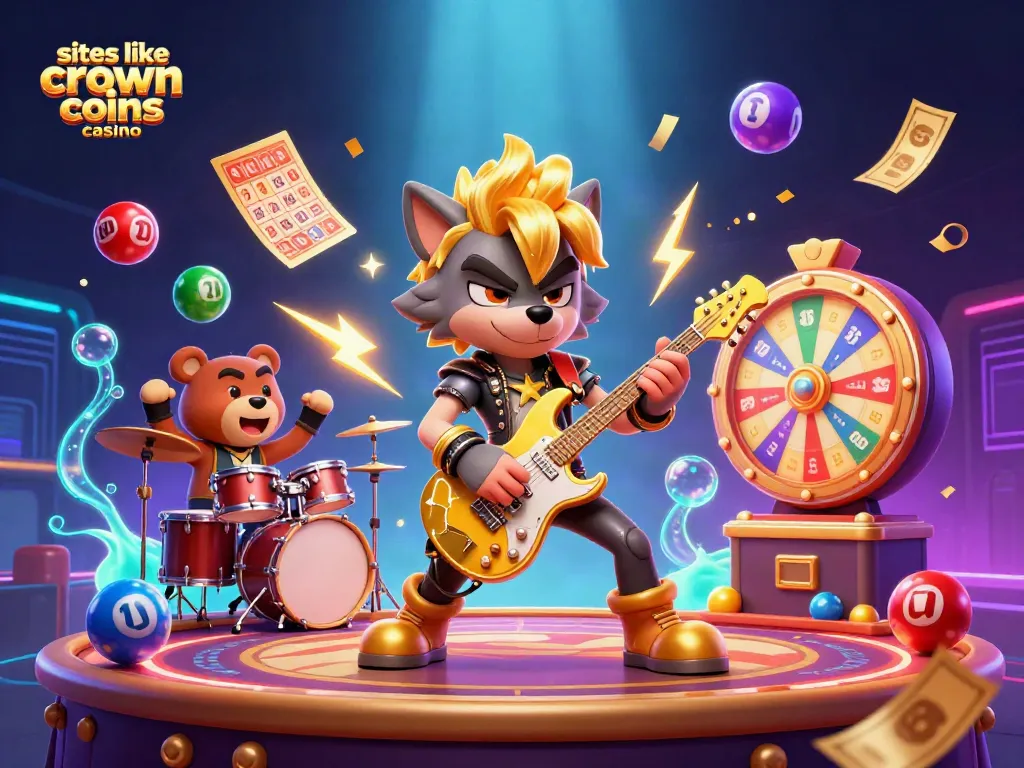 Experience winning excitement with sites like crown coins casino, featuring vibrant 3D characters and gambling elements.
