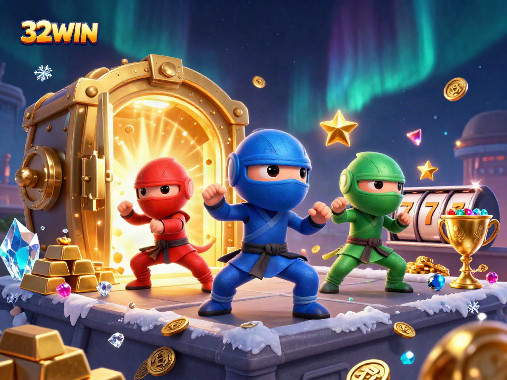 Experience the thrill of 32WIN with ninja chameleons, treasure vaults, and exciting slot elements.