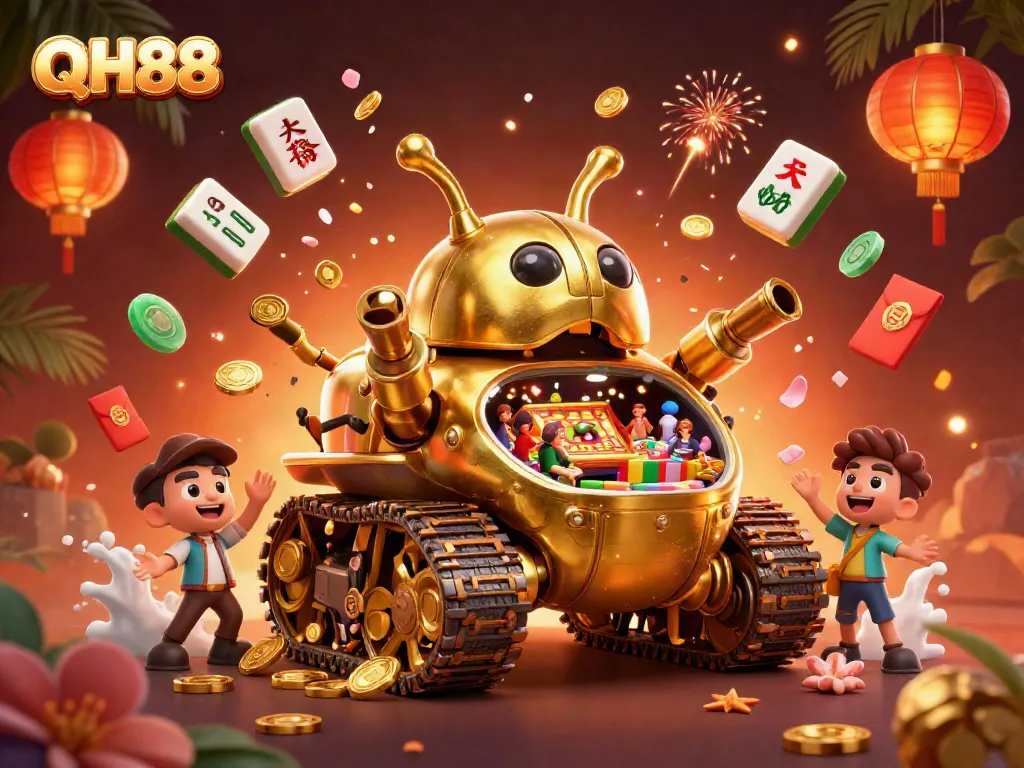 Engage with QH88's unique casino experience featuring vibrant elements and a festive atmosphere.
