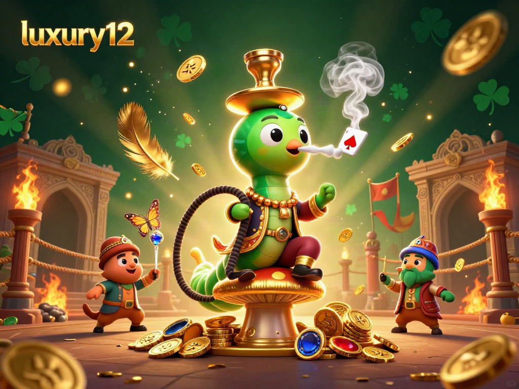 Experience luxury12 gaming with vibrant 3D casino art featuring unique characters in dynamic action.