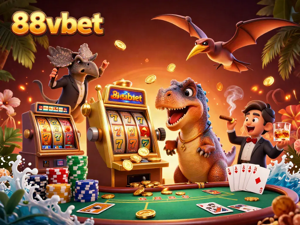Experience the thrill of winning at 88vbet with a dynamic casino scene featuring vibrant characters and lively gameplay.