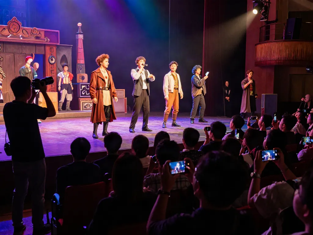 Penampilan teater di event Nusa88 dengan penonton terlibat di atas panggung, suasana hidup dan penuh warna
