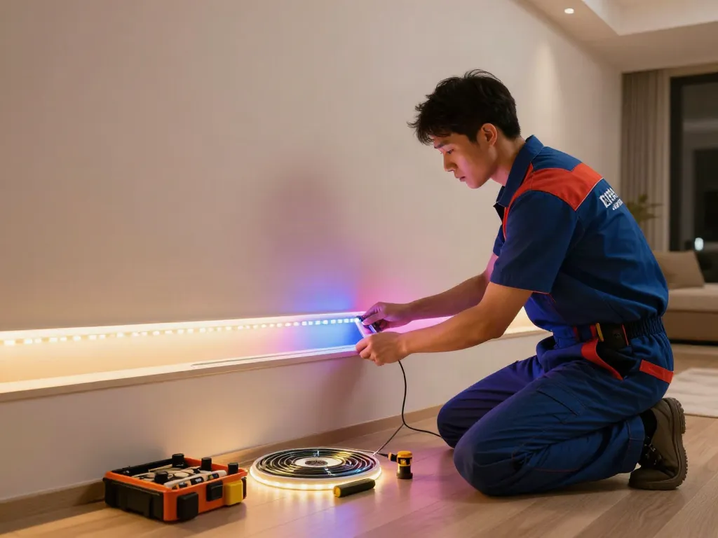 Montaj de banda led de la un furnizor local de servicii, reinterpretând designul interior.